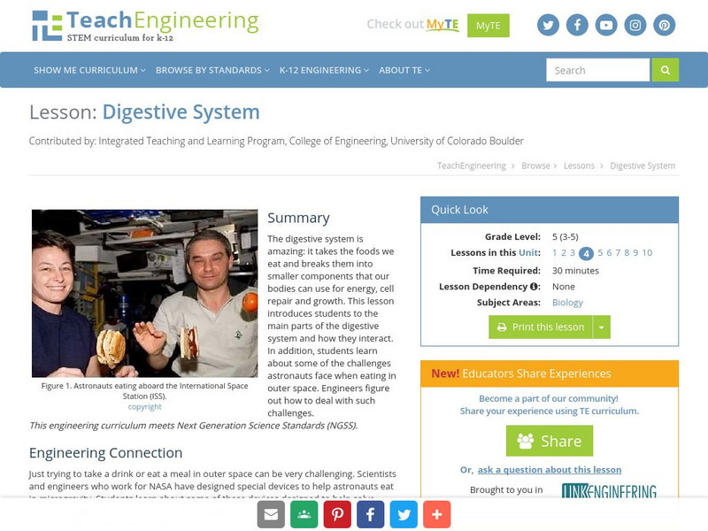 Teach Engineering: Digestive System Lesson Plan Teach Engineering: Digestive System Lesson Plan
