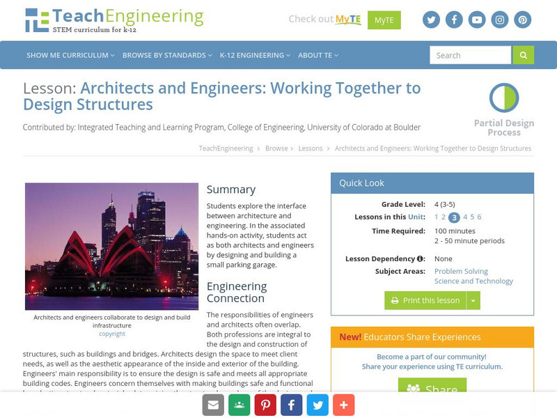Teach Engineering: Architects and Engineers Lesson Plan Teach Engineering: Architects and Engineers Lesson Plan