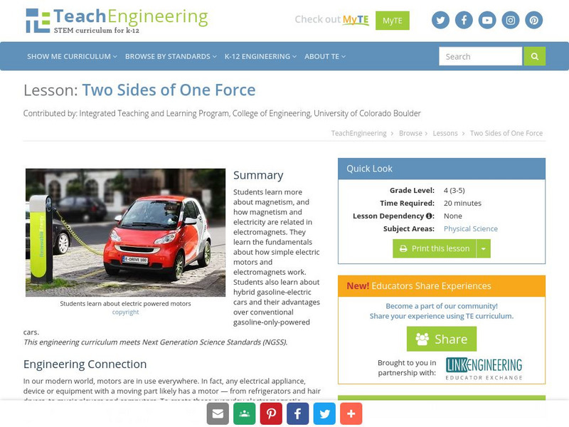 Teach Engineering: Two Sides of One Force Lesson Plan Teach Engineering: Two Sides of One Force Lesson Plan