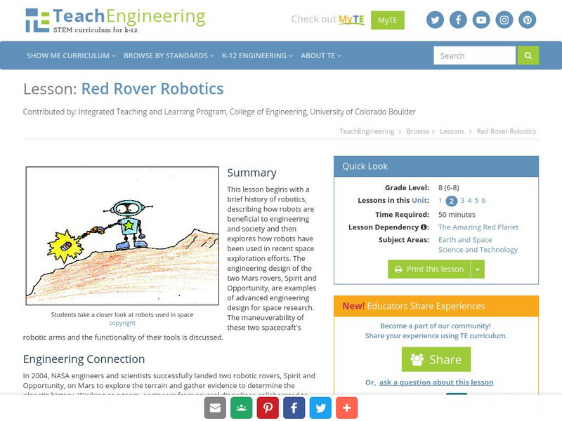 Teach Engineering: Red Rover Robotics Lesson Plan Teach Engineering: Red Rover Robotics Lesson Plan