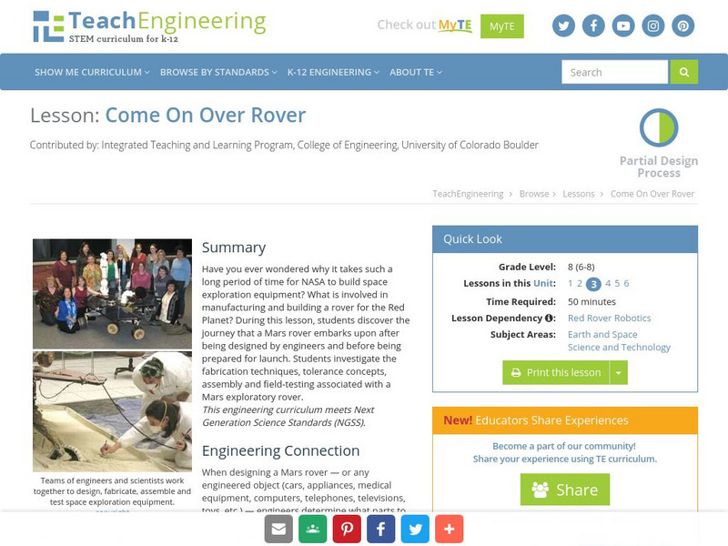 Teach Engineering: Come on Over Rover Lesson Plan Teach Engineering: Come on Over Rover Lesson Plan