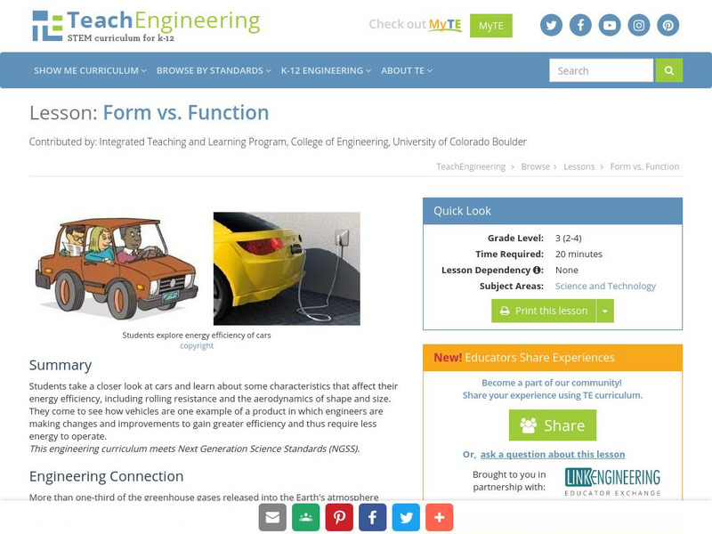 Teach Engineering: Form vs. Function Lesson Plan Teach Engineering: Form vs. Function Lesson Plan
