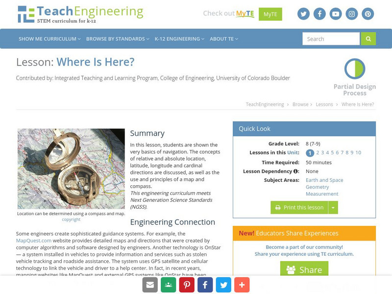 Teach Engineering: Where Is Here? Lesson Plan Teach Engineering: Where Is Here? Lesson Plan
