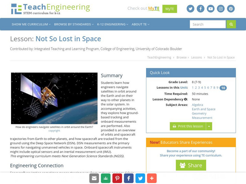 Teach Engineering: Not So Lost in Space Lesson Plan Teach Engineering: Not So Lost in Space Lesson Plan