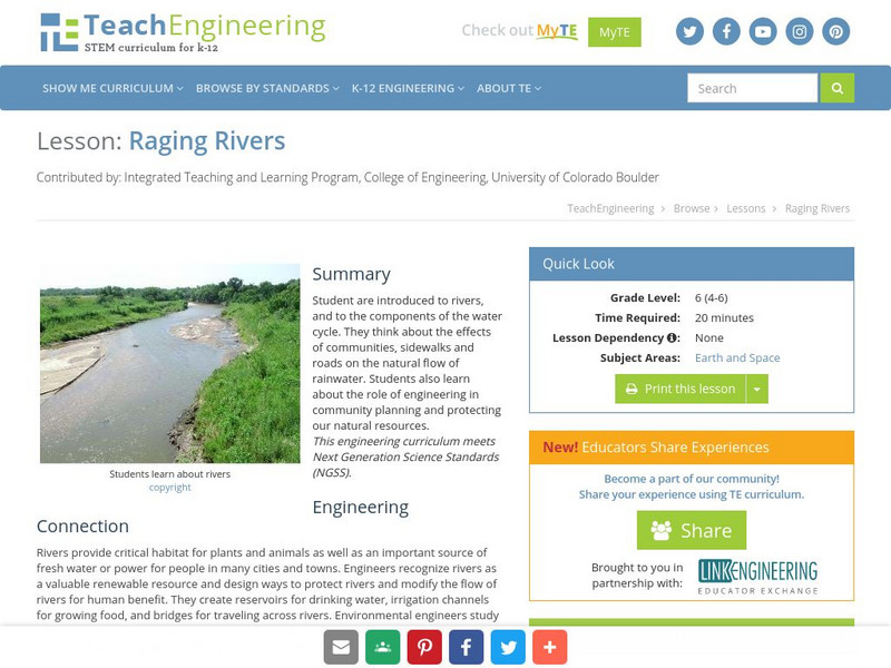 Teach Engineering: Raging Rivers Lesson Plan Teach Engineering: Raging Rivers Lesson Plan