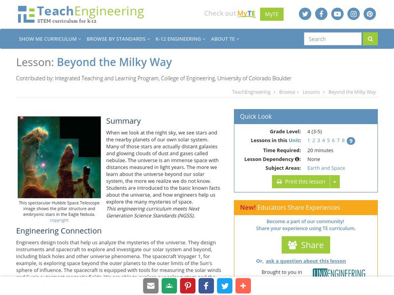 Teach Engineering: Beyond the Milky Way Lesson Plan Teach Engineering: Beyond the Milky Way Lesson Plan