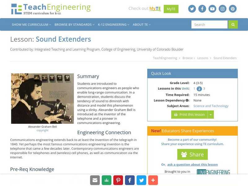 Teach Engineering: Sound Extenders Lesson Plan Teach Engineering: Sound Extenders Lesson Plan