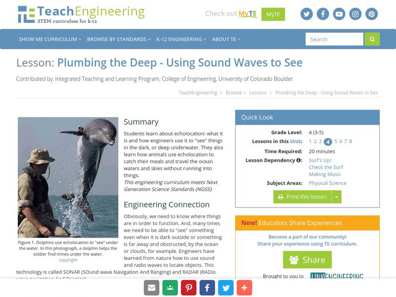 Teach Engineering: Plumbing the Deep: Using Sound Waves to See Lesson Plan Teach Engineering: Plumbing the Deep: Using Sound Waves to See Lesson Plan