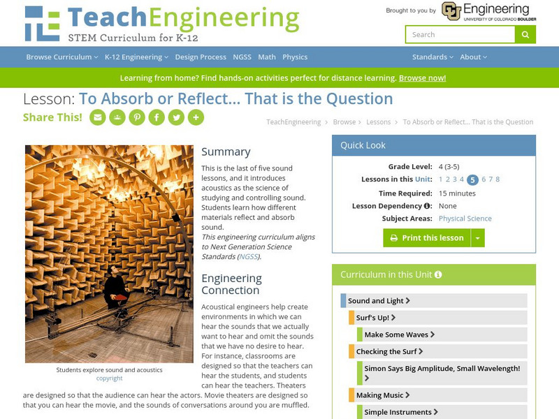 Teach Engineering: To Absorb or Reflect, That Is the Question Lesson Plan Teach Engineering: To Absorb or Reflect, That Is the Question Lesson Plan