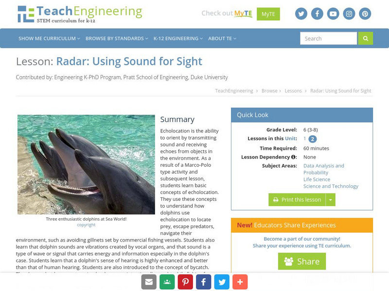 Teach Engineering: Sound for Sight Lesson Plan Teach Engineering: Sound for Sight Lesson Plan