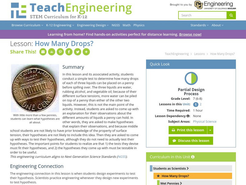Teach Engineering: How Many Drops? Lesson Plan Teach Engineering: How Many Drops? Lesson Plan