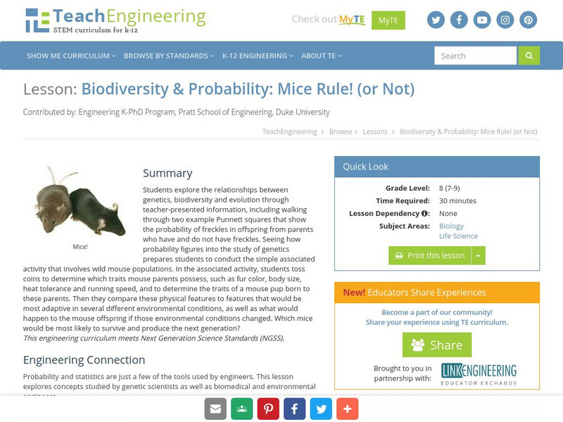Teach Engineering: Mice Rule! (Or Not) Lesson Plan Teach Engineering: Mice Rule! (Or Not) Lesson Plan