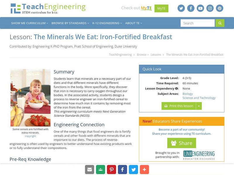 Teach Engineering: Fortified Breakfast Lesson Plan Teach Engineering: Fortified Breakfast Lesson Plan