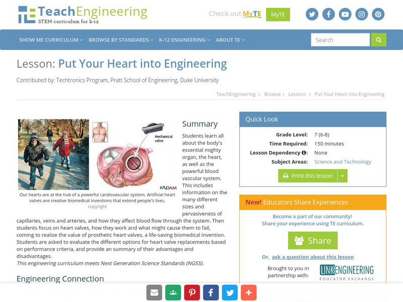 Teach Engineering: Put Your Heart Into Engineering Lesson Plan Teach Engineering: Put Your Heart Into Engineering Lesson Plan