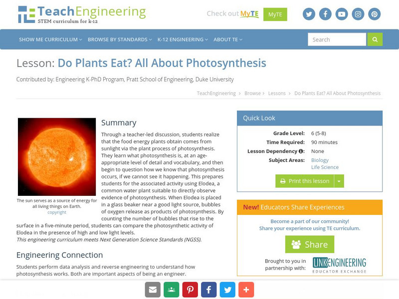 Teach Engineering: Do Plants Eat? Lesson Plan Teach Engineering: Do Plants Eat? Lesson Plan