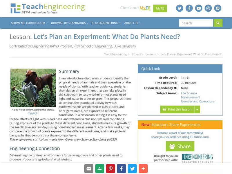 Teach Engineering: Who Needs What? Lesson Plan Teach Engineering: Who Needs What? Lesson Plan