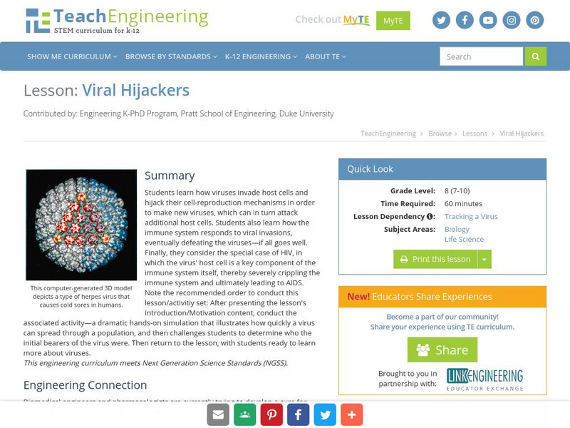Teach Engineering: Viral Hijackers Lesson Plan Teach Engineering: Viral Hijackers Lesson Plan
