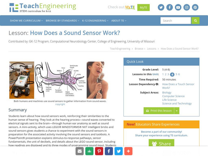 Teach Engineering: How Does a Sound Sensor Work? Lesson Plan