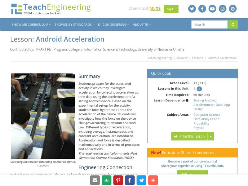 Teach Engineering: Android Acceleration Lesson Plan