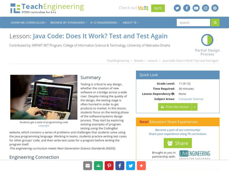Teach Engineering: Does It Work? Test and Test Again Lesson Plan