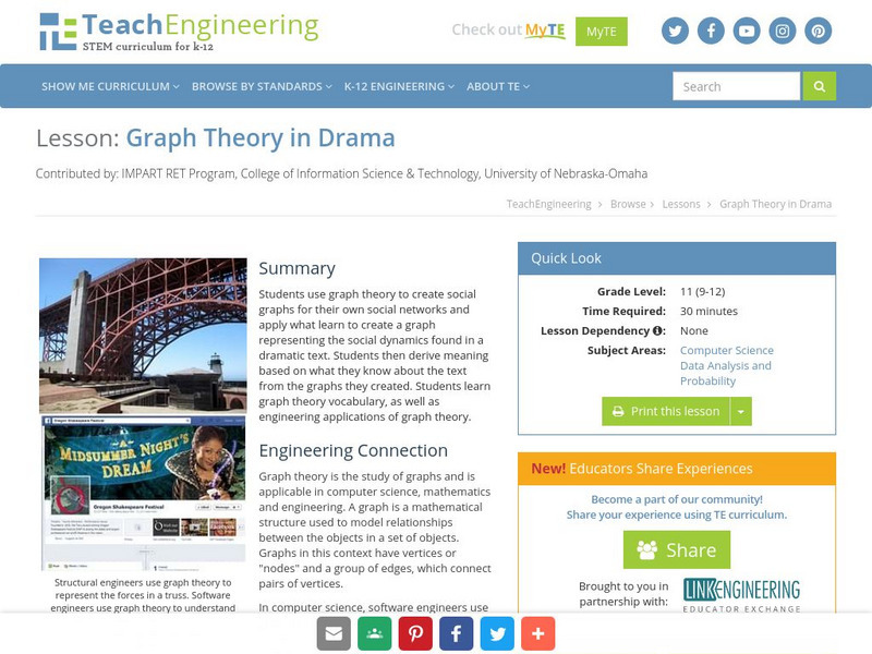 Teach Engineering: Graph Theory in Drama Lesson Plan Teach Engineering: Graph Theory in Drama Lesson Plan