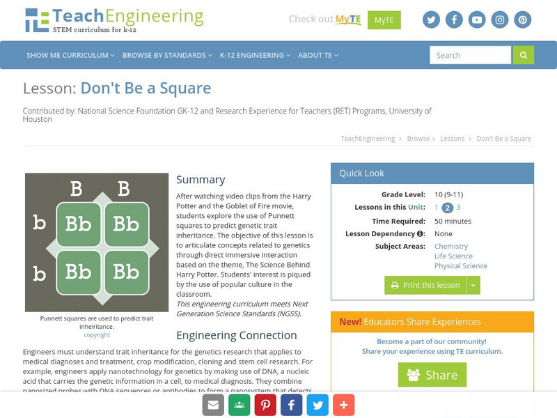 Teach Engineering: Don't Be a Square Lesson Plan Teach Engineering: Don't Be a Square Lesson Plan