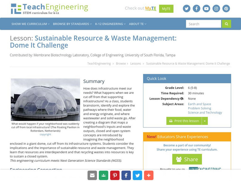 Teach Engineering: Dome It Challenge Lesson Plan Teach Engineering: Dome It Challenge Lesson Plan