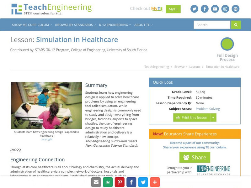 Teach Engineering: Simulation in Healthcare Lesson Plan Teach Engineering: Simulation in Healthcare Lesson Plan