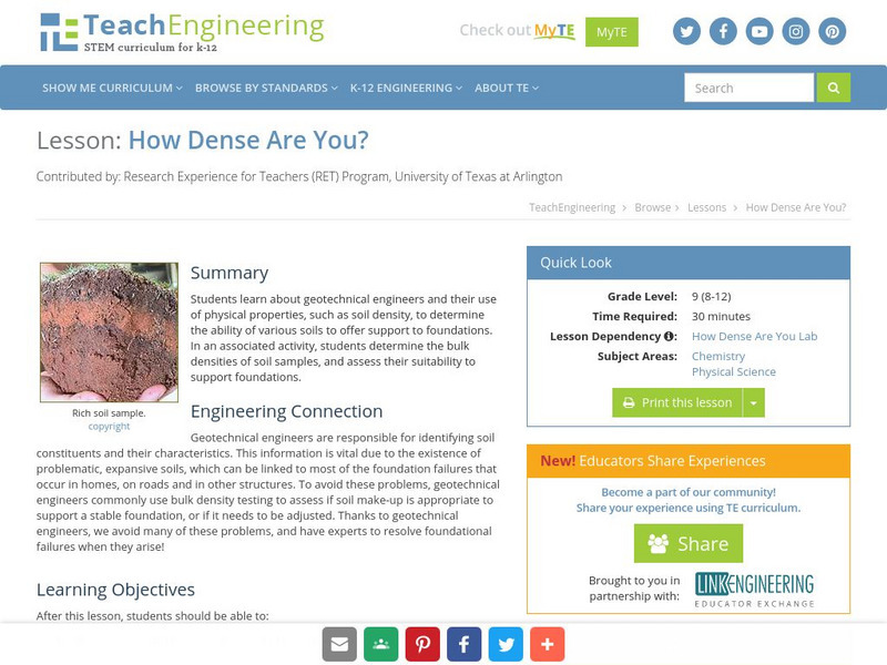 Teach Engineering: How Dense Are You? Lesson Plan Teach Engineering: How Dense Are You? Lesson Plan