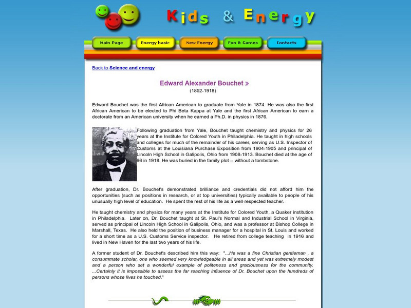 Esd Bulgaria: Kids & Energy: Energy Pioneers: Edward Alexander Bouchet Handout