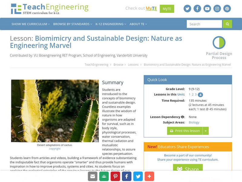 Teach Engineering: Nature Is an Engineering Marvel Lesson Plan Teach Engineering: Nature Is an Engineering Marvel Lesson Plan