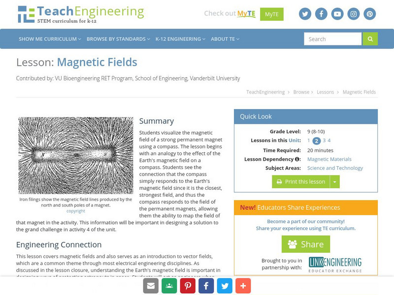 Teach Engineering: Magnetic Fields Lesson Plan Teach Engineering: Magnetic Fields Lesson Plan