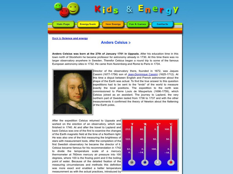 Esd Bulgaria: Kids & Energy: Energy Pioneers: Anders Celsius Handout Esd Bulgaria: Kids & Energy: Energy Pioneers: Anders Celsius Handout