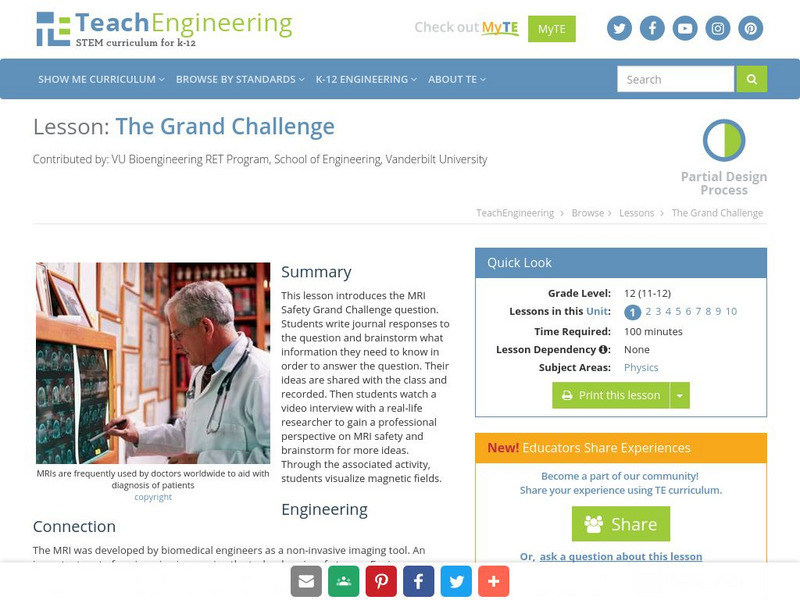 Teach Engineering: The Grand Challenge Lesson Plan Teach Engineering: The Grand Challenge Lesson Plan