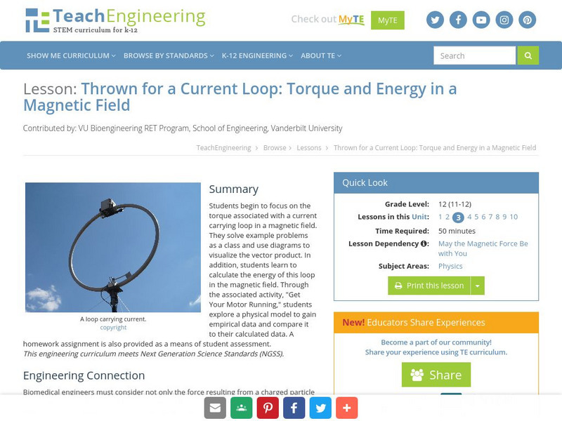 Teach Engineering: Thrown for a Loop Lesson Plan