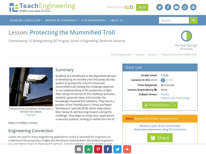 Teach Engineering: Protecting the Mummified Troll Lesson Plan Teach Engineering: Protecting the Mummified Troll Lesson Plan