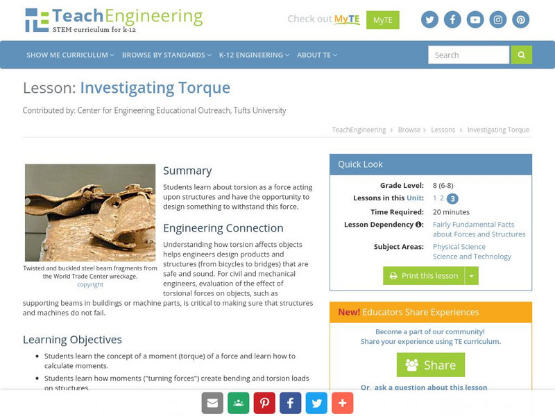 Teach Engineering: Investigating Torque Lesson Plan Teach Engineering: Investigating Torque Lesson Plan