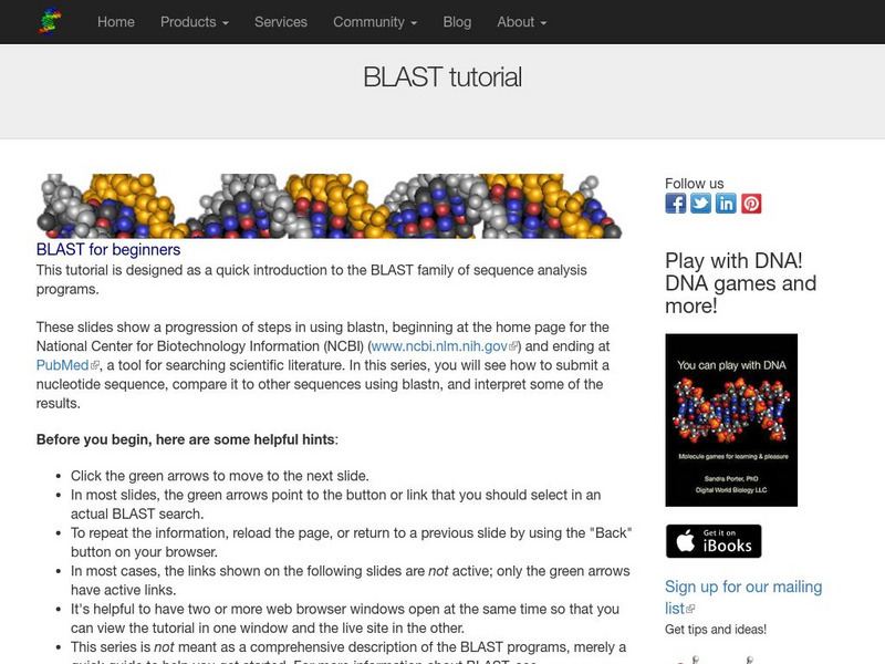 Digital World Biology: Blast Tutorial Activity Digital World Biology: Blast Tutorial Activity