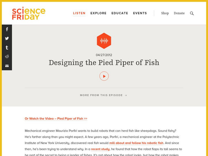 Science Friday: Designing the Pied Piper of Fish Audio