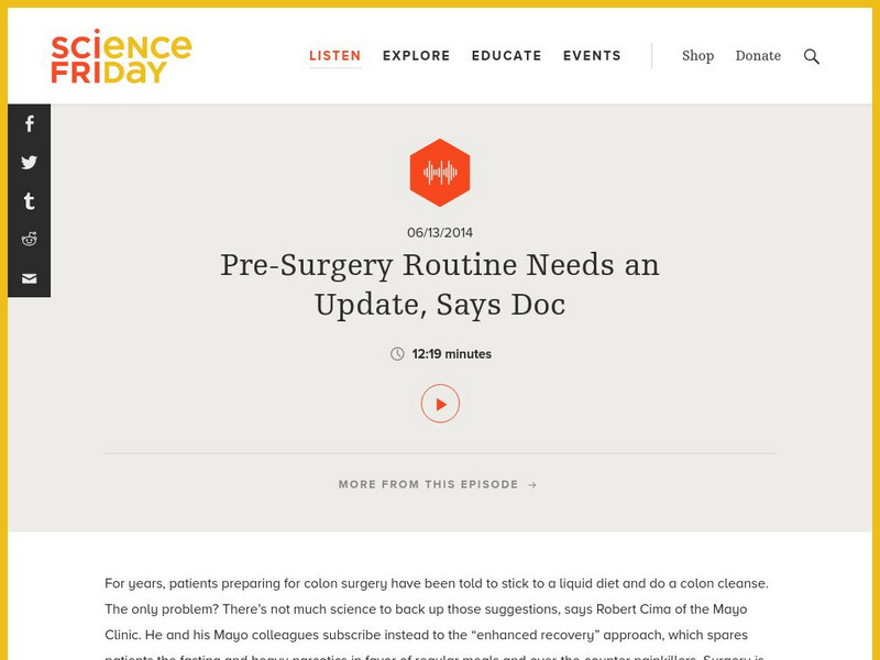 Science Friday: Pre Surgery Routine Needs an Update, Says Doc Audio