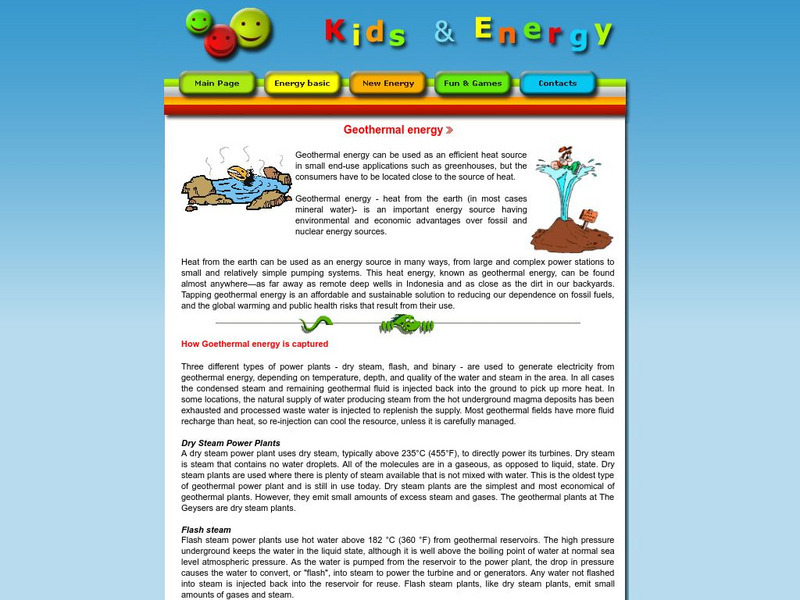 Kids and Energy: Geothermal Energy Article Kids and Energy: Geothermal Energy Article