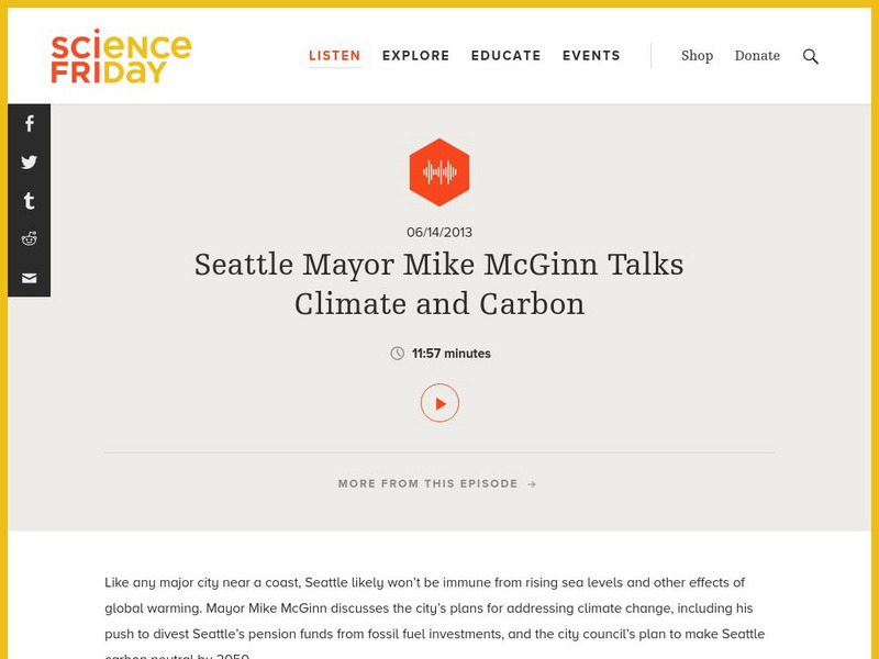 Science Friday: Seattle Mayor Mike Mc Ginn Talks Climate and Carbon Audio