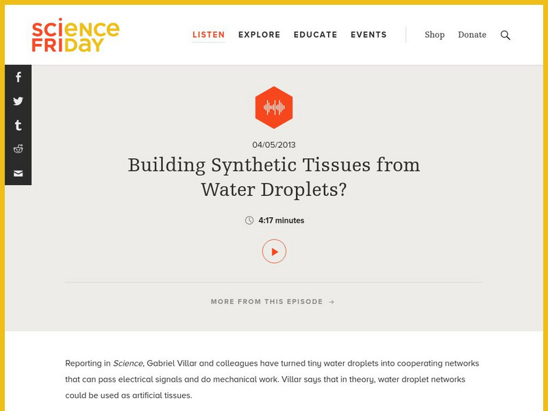 Science Friday: Building Synthetic Tissues From Water Droplets? Audio Science Friday: Building Synthetic Tissues From Water Droplets? Audio