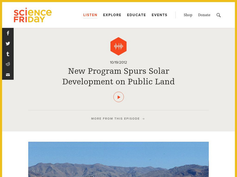 Science Friday: New Program Spurs Solar Development on Public Land Audio
