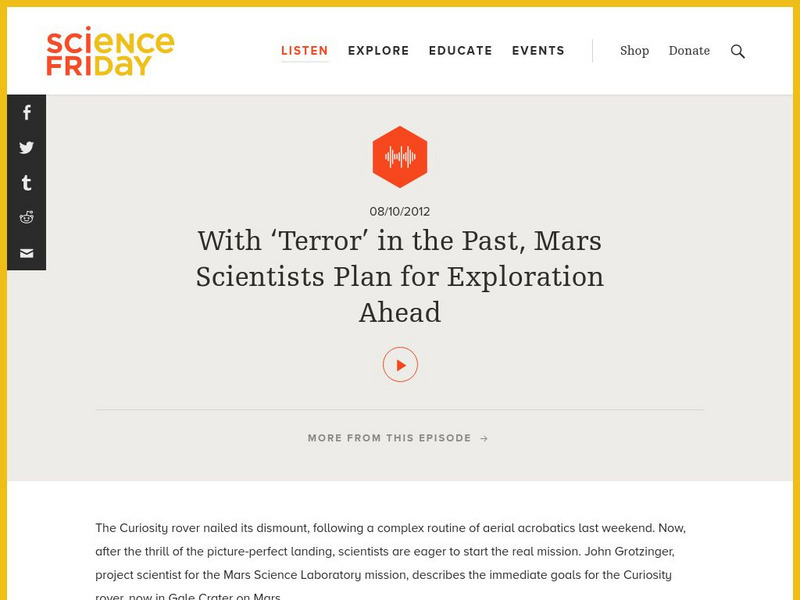Science Friday: With "Terror" in the Past, Mars Scientists Plan for Exploration Audio