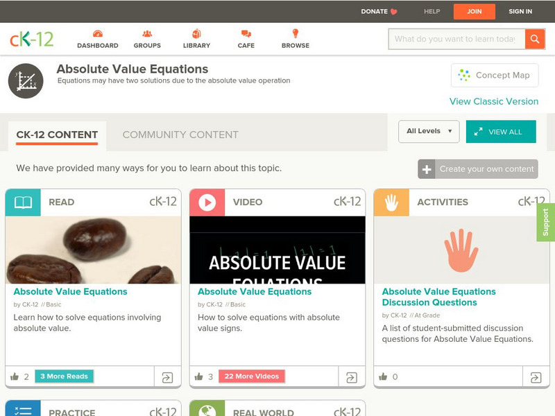 Ck 12: Algebra: Absolute Value Equations Unit Plan Ck 12: Algebra: Absolute Value Equations Unit Plan