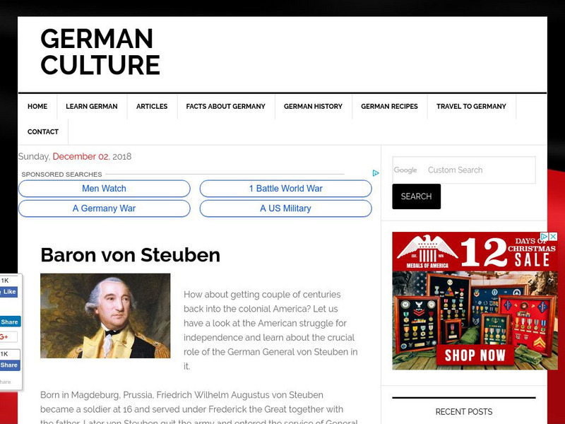 German Culture: Baron Von Steuben Handout German Culture: Baron Von Steuben Handout