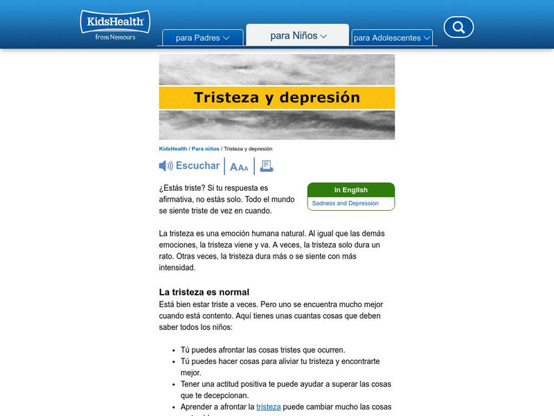 Kids Health: Depresion [In Spanish] Article