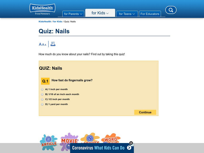 Kids Health: Nails Quiz Unknown Type