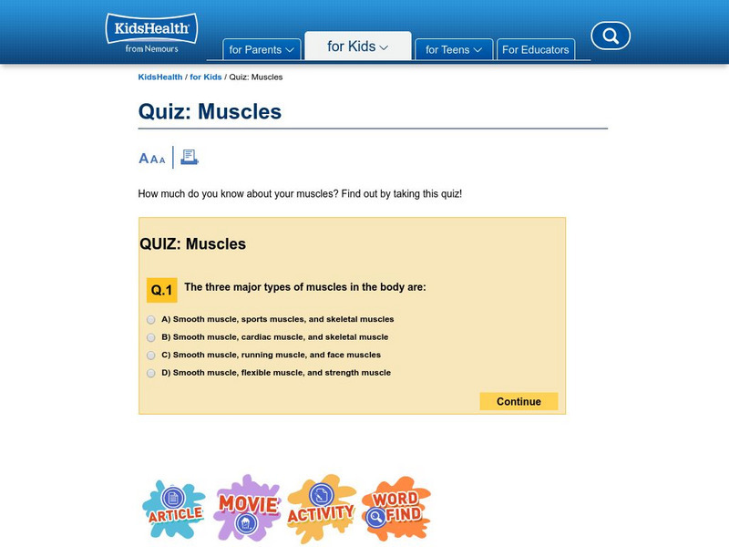 Kids Health: Muscles Quiz Unknown Type Kids Health: Muscles Quiz Unknown Type